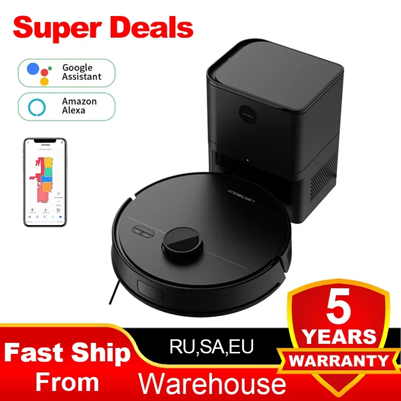 Color: black, Ships From: CN - LDS Robot Vacuum Cleaner & Mop Liectroux M70 Pro,Wet Dry Cleaning,Self Empty,Multi-floor Map,6500Pa,Carpet Boost,Max.175Mins Run - Image 2