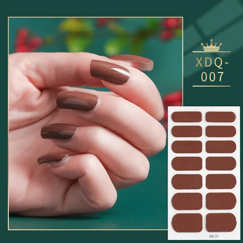 Color: Grey green - Dropshipping Yellow and Green Nail Stickers Self Adhesive Manicure Nail Art Decoration Nail Accessories Stickers for Nails Gifts