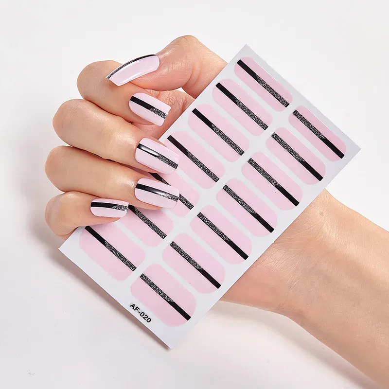 Color: Black with White - Designer Nail Decals Sticker For Nails Foil Nail Art Stickers 2020 Fashion Nail Minimalist Design Minimalist Design