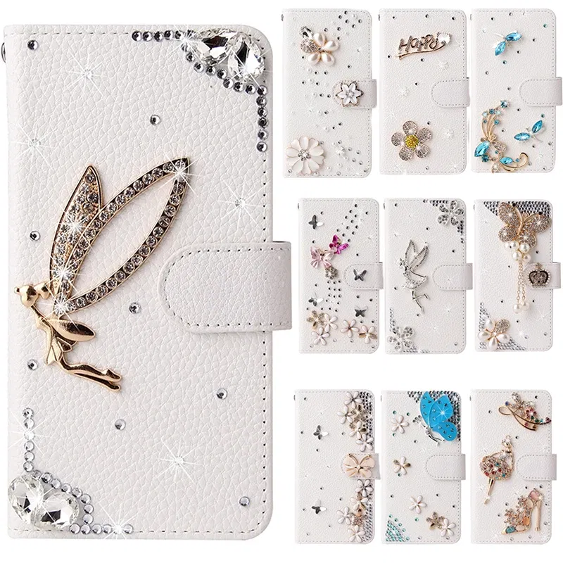 Color: Beige, Material: CANVAS - Flip Glitter Case For Samsung Galaxy S24 FE S23 Ultra S22 S21 S20 Plus A35 A55 A16 A14 A15 A34 A53 A54 Leather Cover Case