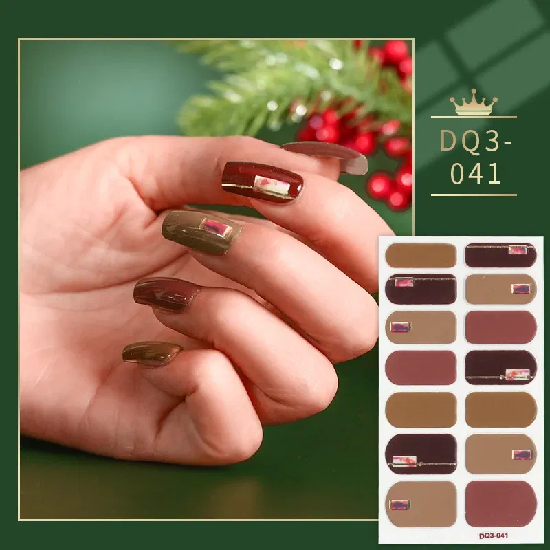 Color: BROWN RED - Green and White Solid Colors and Creative Nail Art Manicure Decoration Nails Art Decoration Last Update Nail Sticker Lot