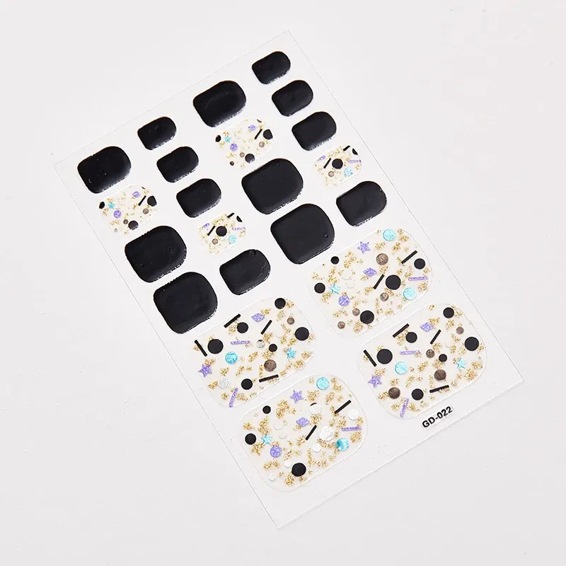 Color: light yellow - 22 Tips/Sheet Fashion Nails Sticker Designer Nail Accesoires Nail Adhesive Nail Wraps DIY Valentines Loveliness Designed Shiny