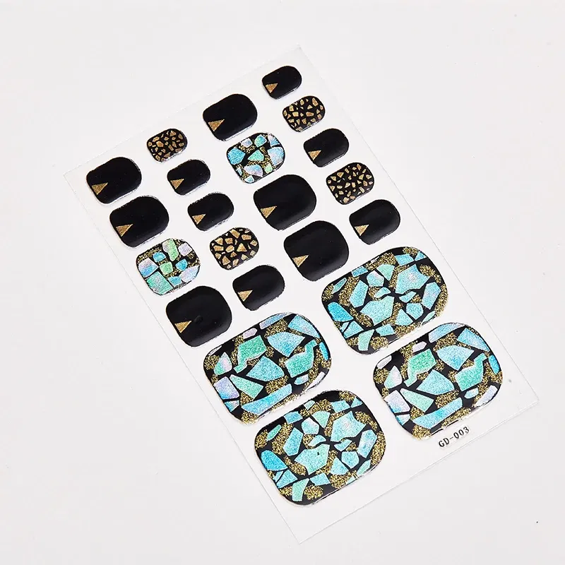 Color: black - 22 Tips/Sheet Nail Decoration Designed Manicure Decoration Nail Tape Nail Designs Full Cover Nail Stickers Nails Art Decoration