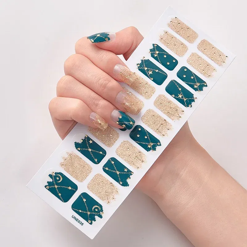 Color: mauve - 22 Tips/Sheet Solid Colors And Creative Nail Art Full Cover Nail Stickers Nail Designs Nail Art Stickers Nail Decoration Shiny