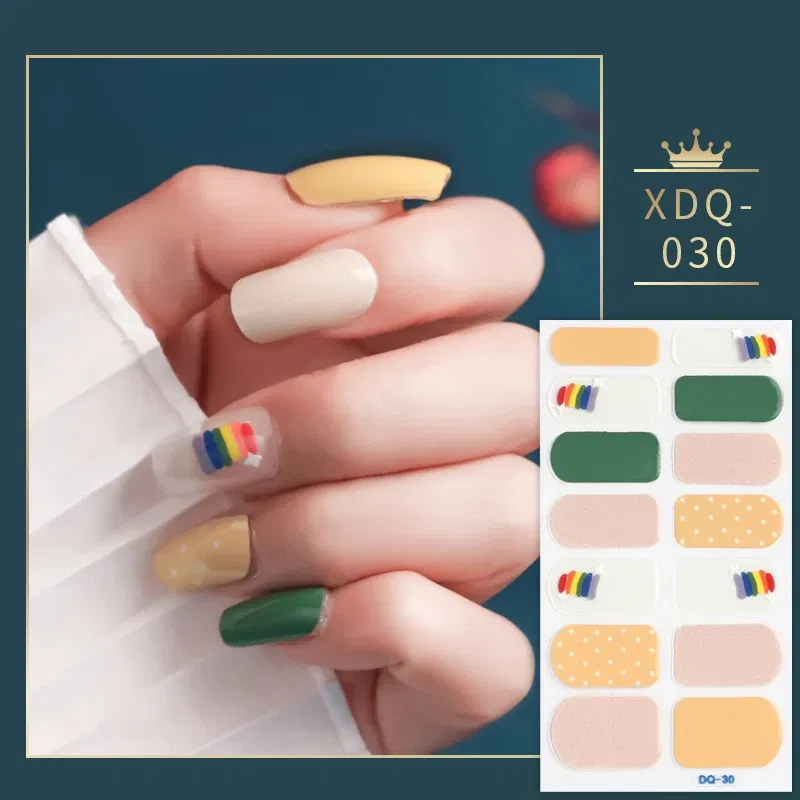 Color: Bronze red - Dropshipping Yellow and Green Nail Stickers Self Adhesive Manicure Nail Art Decoration Nail Accessories Stickers for Nails Gifts