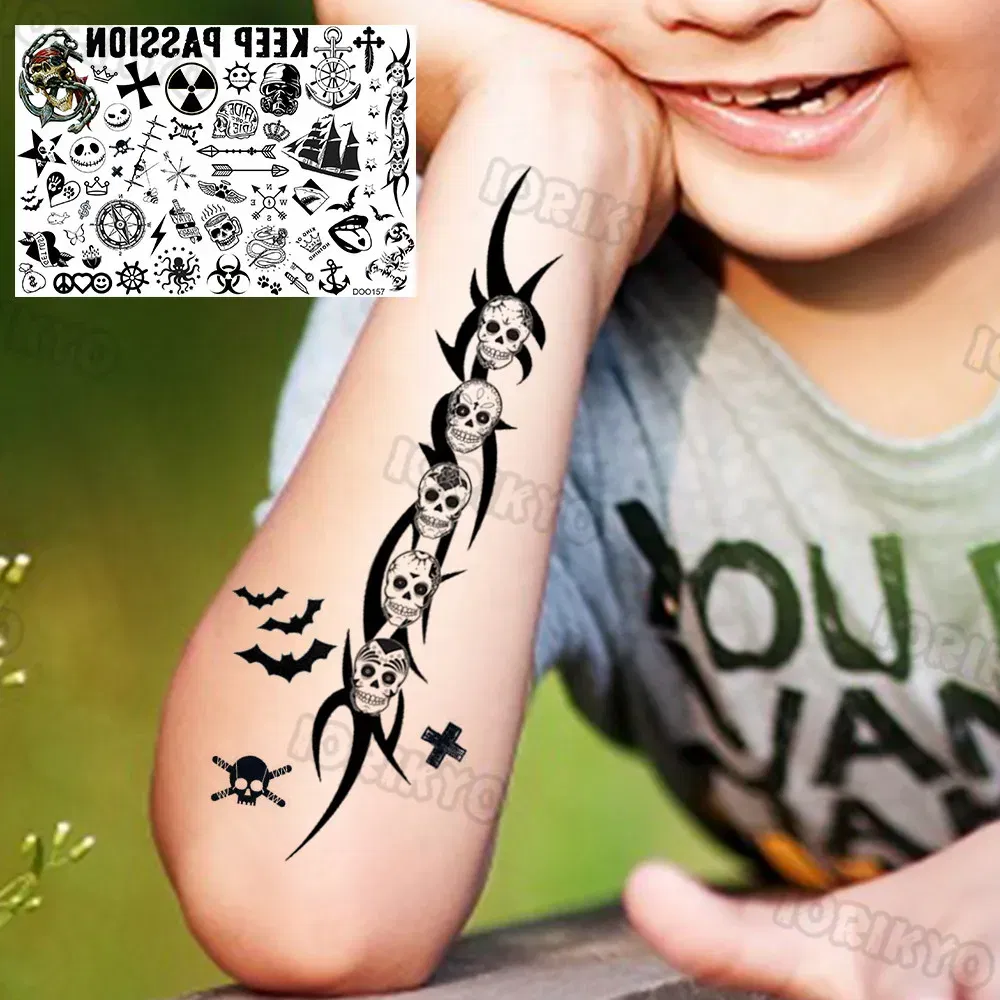 Color: black - Tribal Scorpion Temporary Tattoos For Kids Women Men Adult Face Fake Black Star Tattoo Sticker Body Art Poker Small Tatoos Arm - Image 7