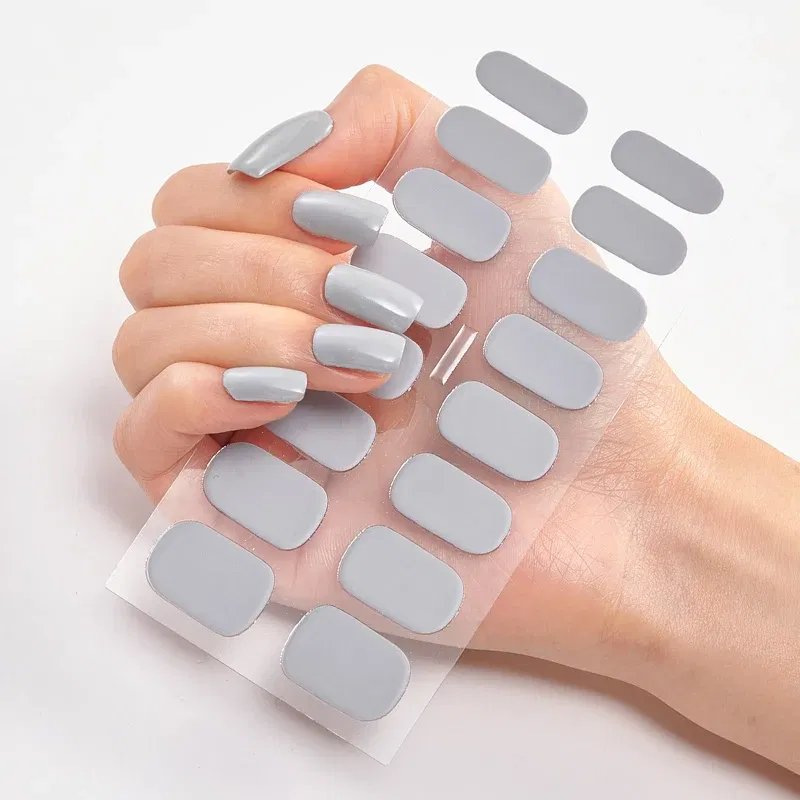Color: Turquoise Blue - Nail Sticker Shiny Design Full Beauty Stickers for Nails Decals Plain Stickers Women Salon Nail Art