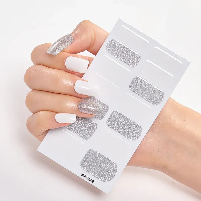 Color: Ivory - Nail Sticker Set Self Adhesive Nail Sticker Nail Strips Nailart Sticker Sticker For Nails Foil Nail Art Stickers 2020 Shiny