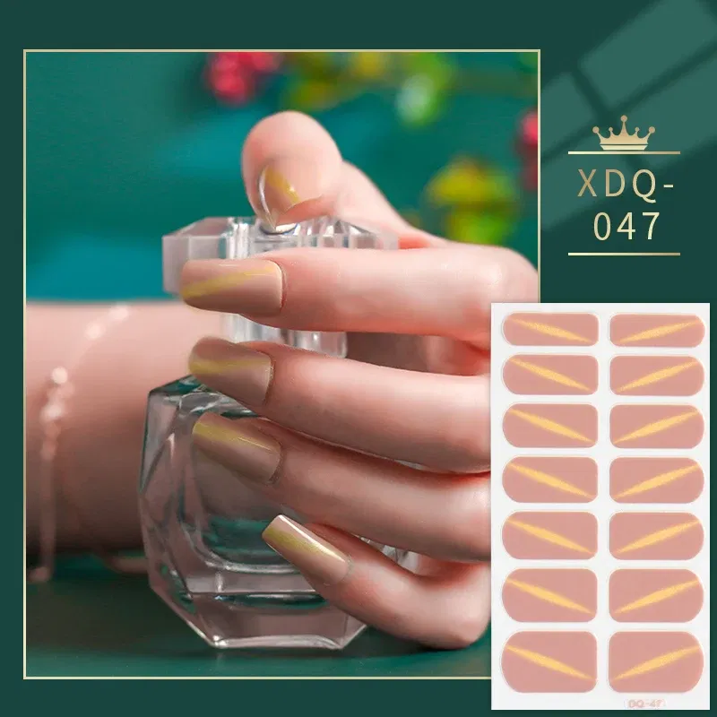 Color: Light Khaki - Blue and Pink Nail Stickers Fashion Nail Decoration Nail Accessories Designer Self Adhesive Nail Art Stickers for Nails Gifts