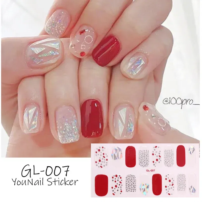 Color: GRAY - 16 Tips/Sheet Patterned Nails With Creative Nail Polish Nail Art Stickers 2020 Temporary Tattoos Kids Full Cover Nail Stickers