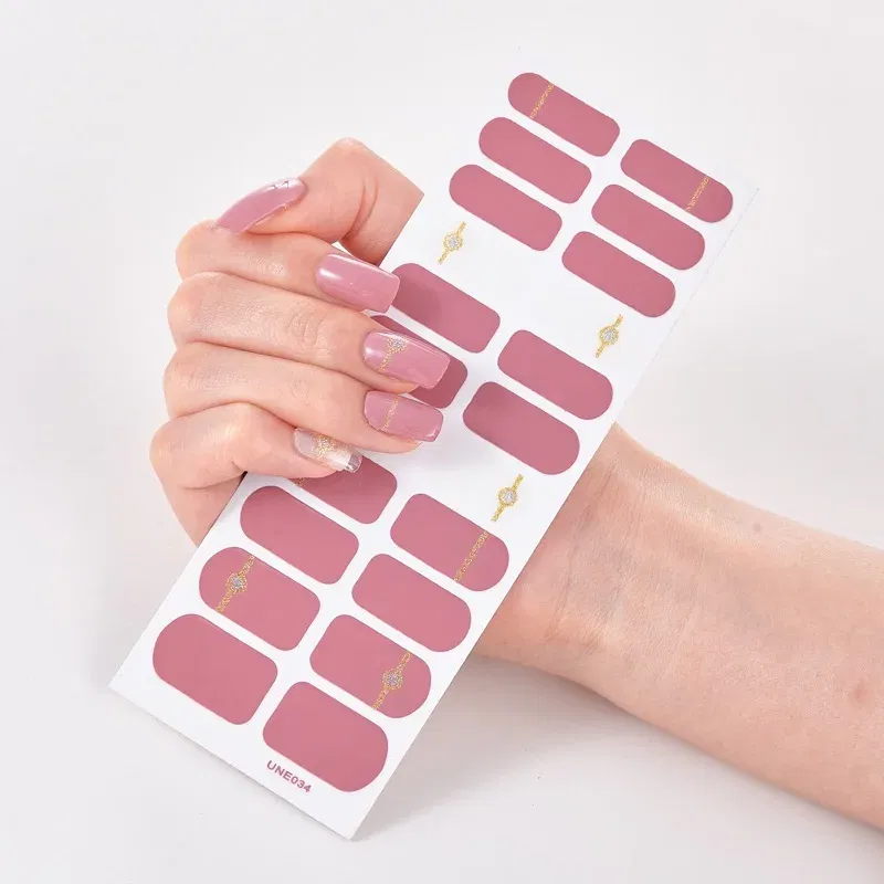 Color: Lvory - 22 Tips/Sheet Solid Color And Striped Manicure Designer Nail Decals Nailart Sticker Full Beauty Nail Tape Manicure Self Adhesive