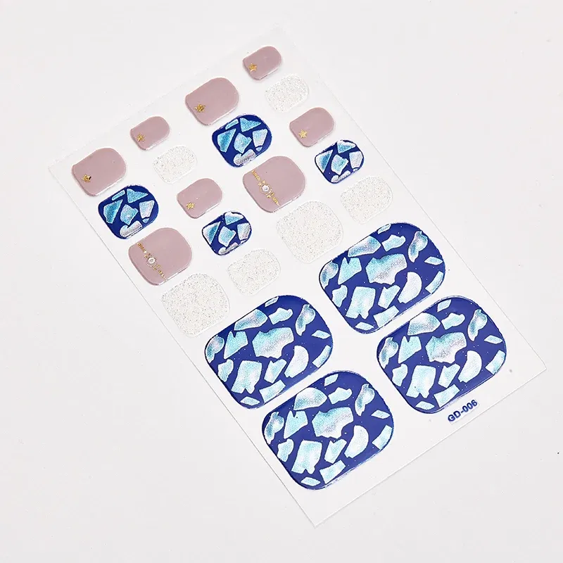 Color: Red - 22 Tips/Sheet Valentines Loveliness Full Cover Nail Stickers Fashion Nail Stickers Nail Sticker Set Designed Nail Tape Shiny