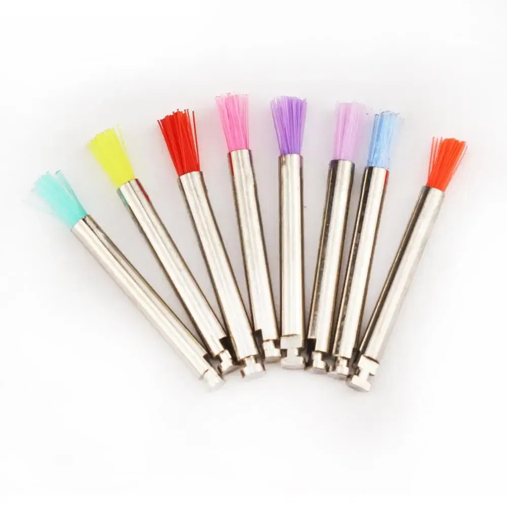 Color: GRAY - 1 Box 100pcs Disposable Dental Flat Type Polishing Brush Nylon Dental Care Fine Thin Brushes Teeth Clean Prophy Polisher Brushes