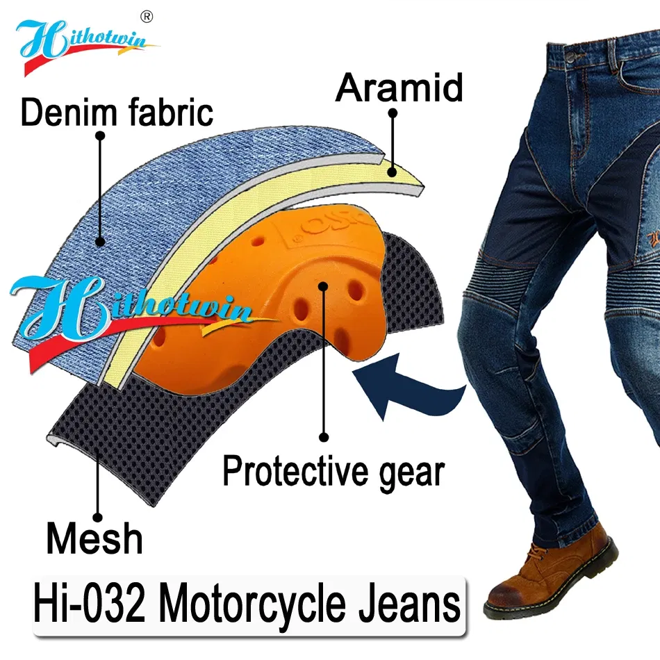 Color: Beige, Size: S - NEW Aramid Motorcycle Jeans Breathable in summer Motocross Pants Motorcycle Pants Motocross Protective Gear Hip Protector - Image 4
