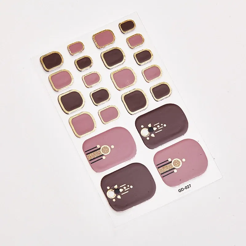 Color: Greyish Brown - 22 Tips/Sheet Loveliness Minimalist Design Fashion Nail Stickers Nail Decoration Self Adhesive Nail Sticker Nail Decoration