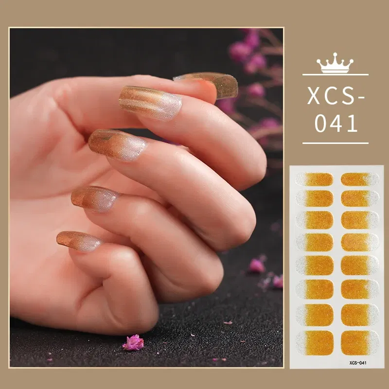 Color: Pink Bronze - 1pc 3D Nail Slider Beauty Nail Stickers Shining Wave Line Decals Adhesive Manicure Tips Salon Nail Art Decorations