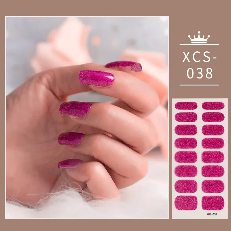 Color: Field Green - 1pc Nail Art Sticker Laser Shiny Sequins Polish Wraps Double Ended Adhesive Strips Fashion Stickers Manicure Decor
