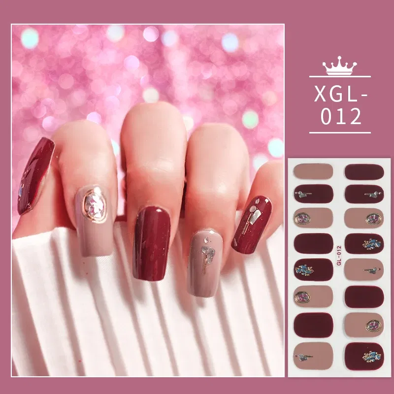 Color: Lavender - Shiny New Year Nail Sticker Self Adhesive Decor Sticker Nail Wraps Glitter Nail Polish Sticker Waterproof Christmas Nail Sticker