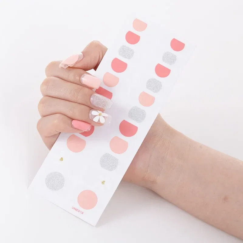 Color: BROWN RED - 22 Tips/Sheet Solid Color And Striped Manicure Designer Nail Decals Nailart Sticker Full Beauty Nail Tape Manicure Self Adhesive