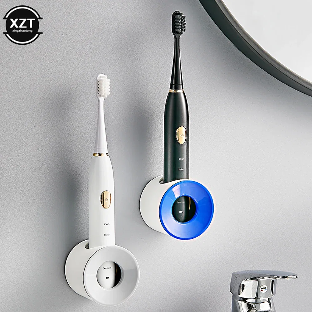 Color: Burgundy - New 1pc Electric Toothbrush Holder Wall-Mounted Dustproof Toothbrush Holder Perforated Bathroom Electric Toothbrush Brush Holder - Image 2
