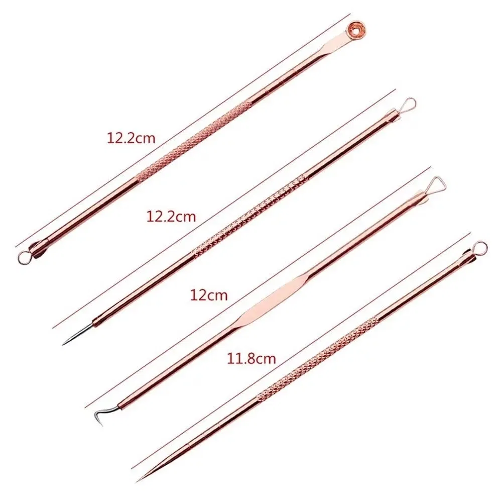 Color: WHITE - 4PCS Stainless Steel Acne Needle Electroplating Colorful Rose Gold Acne Needle Extrusion Blackhead Tool Can Be Customized LOGO - Image 5