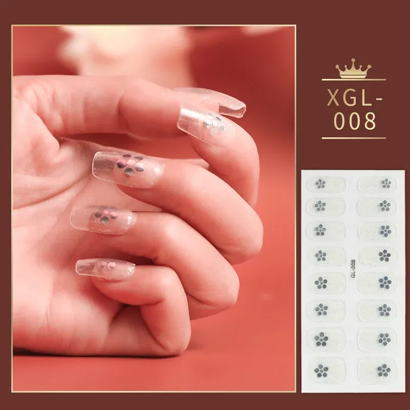 Color: Amry Green - 1 Sheet Glitter Nail Stickers Nail Art Polish Stickers Nail Tips Nail File Adhesive Wraps Manicure Decal Strips Drop Shipping