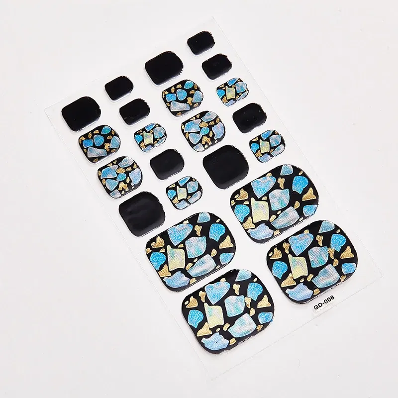 Color: Dark Grey - 22 Tips/Sheet Women Salon Fashion Nail Stickers Designed Full Beauty Full Cover Nail Stickers Novidades Nails Sticker Designer