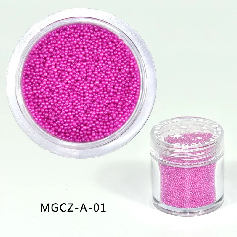 Color: WHITE - 1 Bottle Caviar Nail Art Bead Rhinestones Multi-Colors Mini Round Ball Shape Nail Crystal Glass Beads For 3D Nail Decorations #P
