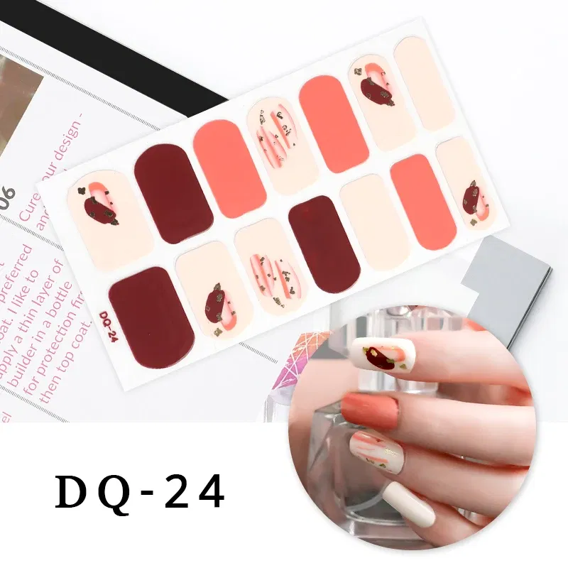 Color: Black Gray - Drop Ship Colorful Nail Stickers Full Cover Nail Art Decor Stickers for Nails Self Adhesive Stickers for Women Manicure Gift
