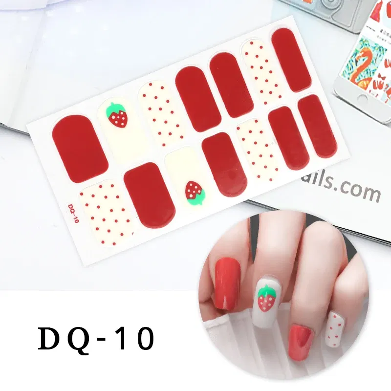 Color: Blue - Drop Ship Colorful Nail Stickers Full Cover Nail Art Decor Stickers for Nails Self Adhesive Stickers for Women Manicure Gift