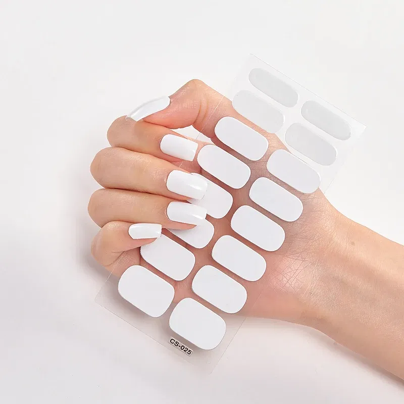 Color: Titanium - Novidades Full Cover Nail Stickers Designer Nail Decals Pure Solid Color Nail Decoration Nails Sticker Designer Creative Shiny