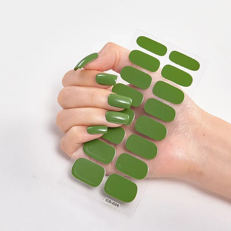 Color: Titanium - Nail Sticker Shiny Design Full Beauty Stickers for Nails Decals Plain Stickers Women Salon Nail Art