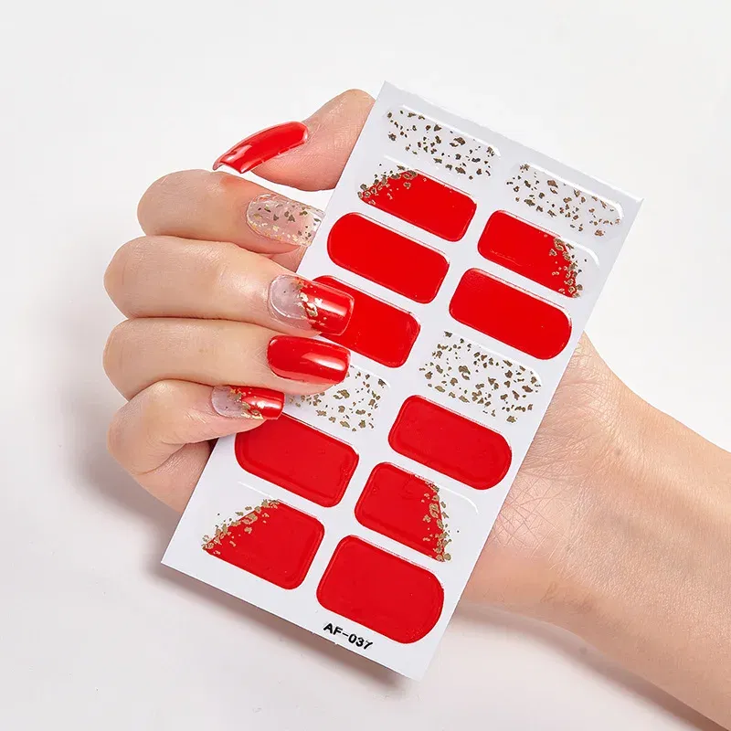 Color: apple green - Nail Sticker Set Self Adhesive Nail Sticker Nail Strips Nailart Sticker Sticker For Nails Foil Nail Art Stickers 2020 Shiny
