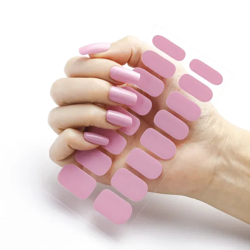 Color: Palegoldenrod - Solid Color Nail Stickers Self Adhesive Nail Polish Stickers Full Cover Decals for Manicure Colorful Stickers for Nails Women
