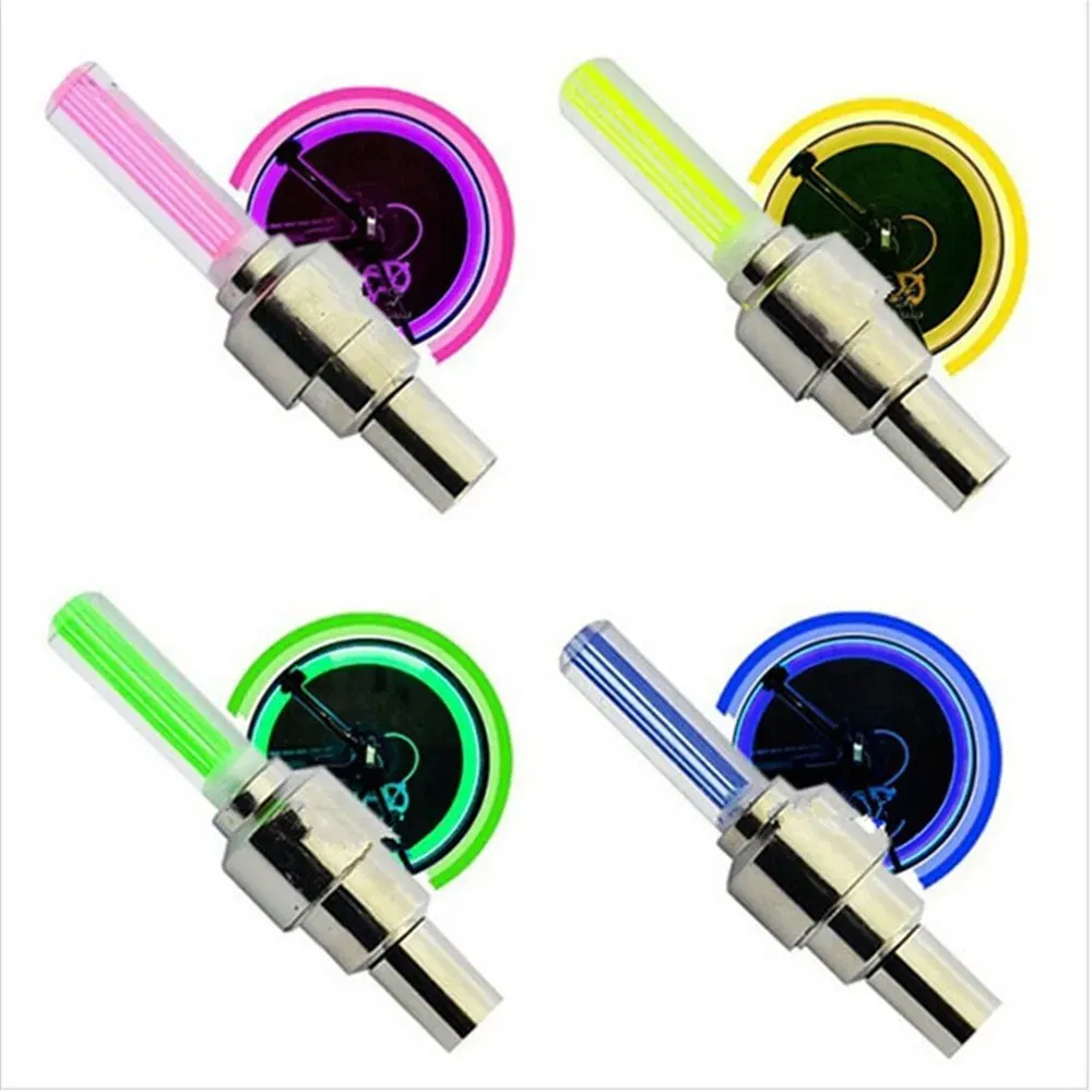 Color: WHITE, Ships From: CHINA - Bike Valve Caps Lamp Neon Spoke Light Bike Cool LED Flash For Road Bicycle MTB Motorcycle Car Tire Nozzle Cycling Accessories - Image 4