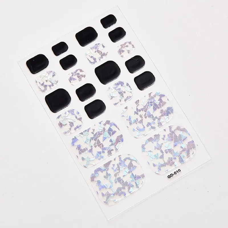 Color: SKY BLUE - 22 Tips/Sheet Valentines Loveliness Full Cover Nail Stickers Fashion Nail Stickers Nail Sticker Set Designed Nail Tape Shiny