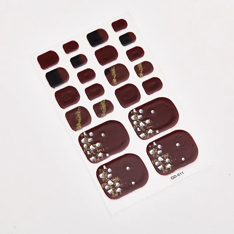 Color: Yellow - 22 Tips/Sheet Full Cover Nail Stickers Designer Nail Decals Sticker For Nails Colorful Nail Stickers Nail Stickers Adhesive