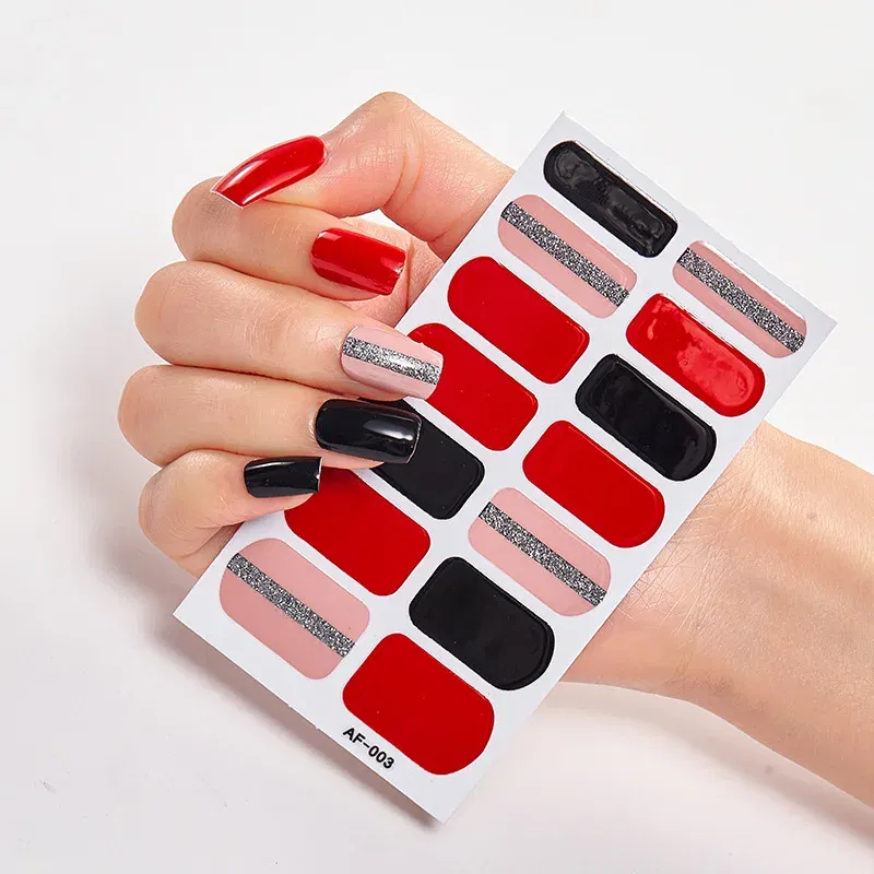 Color: wine red - Christmas Dress Up Solid Colors And Creative Nail Art Nail Sticker set Nails Art Decoration False Nail Tips Women Nail Strips