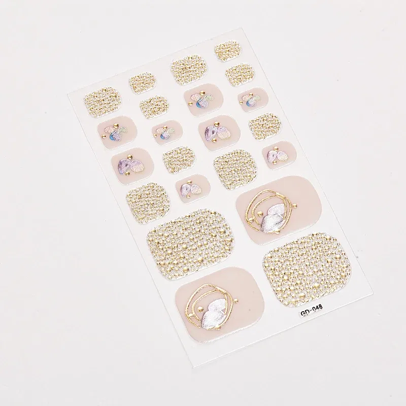 Color: Titanium - 22 Tips/Sheet Women Salon Nail Wraps DIY Self Adhesive Nail Sticker Decals Plain Stickers Nails Sticker Designer Designed