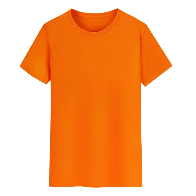 Color: Orange, Size: XXL, Ships From: CHINA - YOTEE Round Neck T-shirt Cotton Logo Customized Embroidery Personal Group Fashion T-shirt Logo Customization
