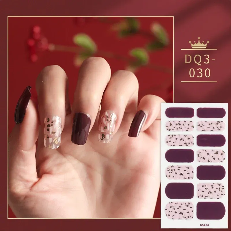 Color: Blue with White - Green And Dark Green Manicure Decoration Solid Colors And Creative Nail Art Nail Wraps DIY Nail Adhesive Designed Full Beauty