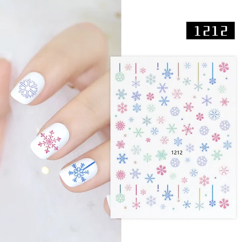 Color: black - Drop Shipping Snowflakes Nails Stickers Fashion Colorful Self-adhesive Nail Art Decor Stickers for Nails Christmas Nail Sticker