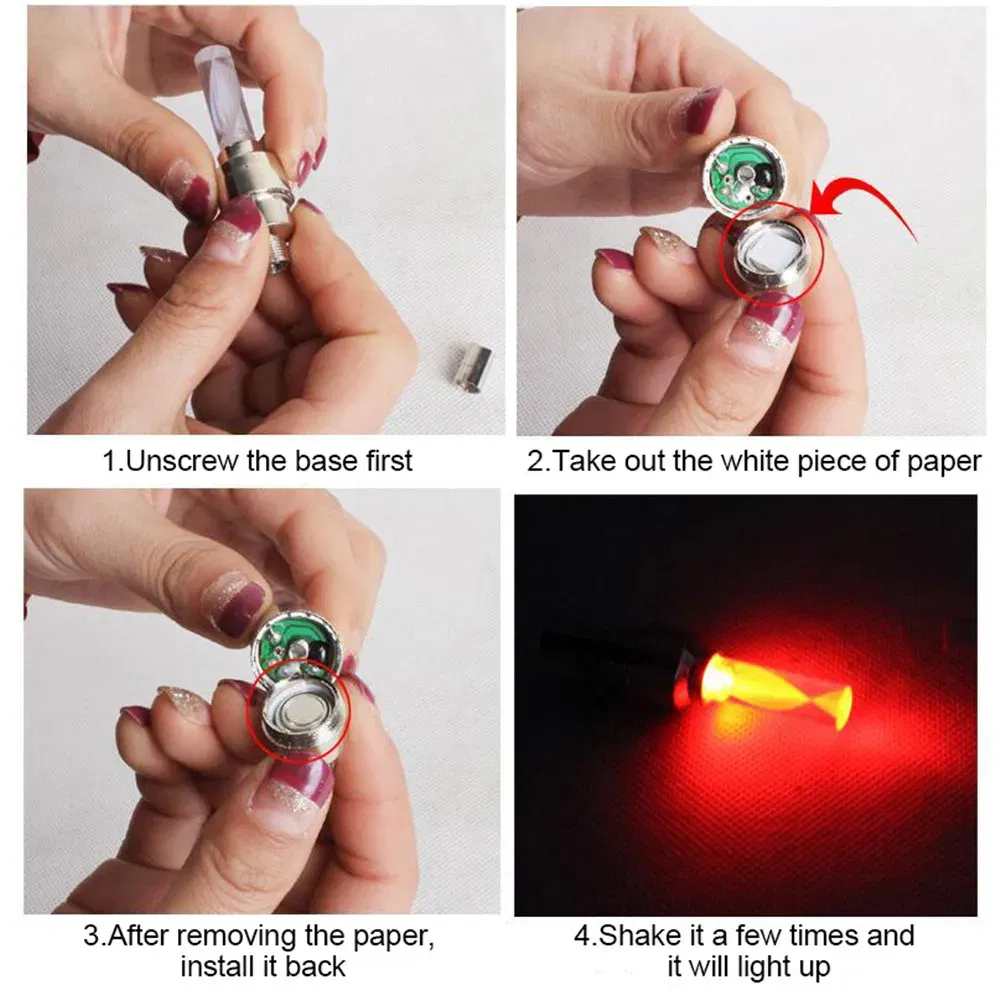 Color: WHITE, Ships From: CHINA - Bike Valve Caps Lamp Neon Spoke Light Bike Cool LED Flash For Road Bicycle MTB Motorcycle Car Tire Nozzle Cycling Accessories - Image 3