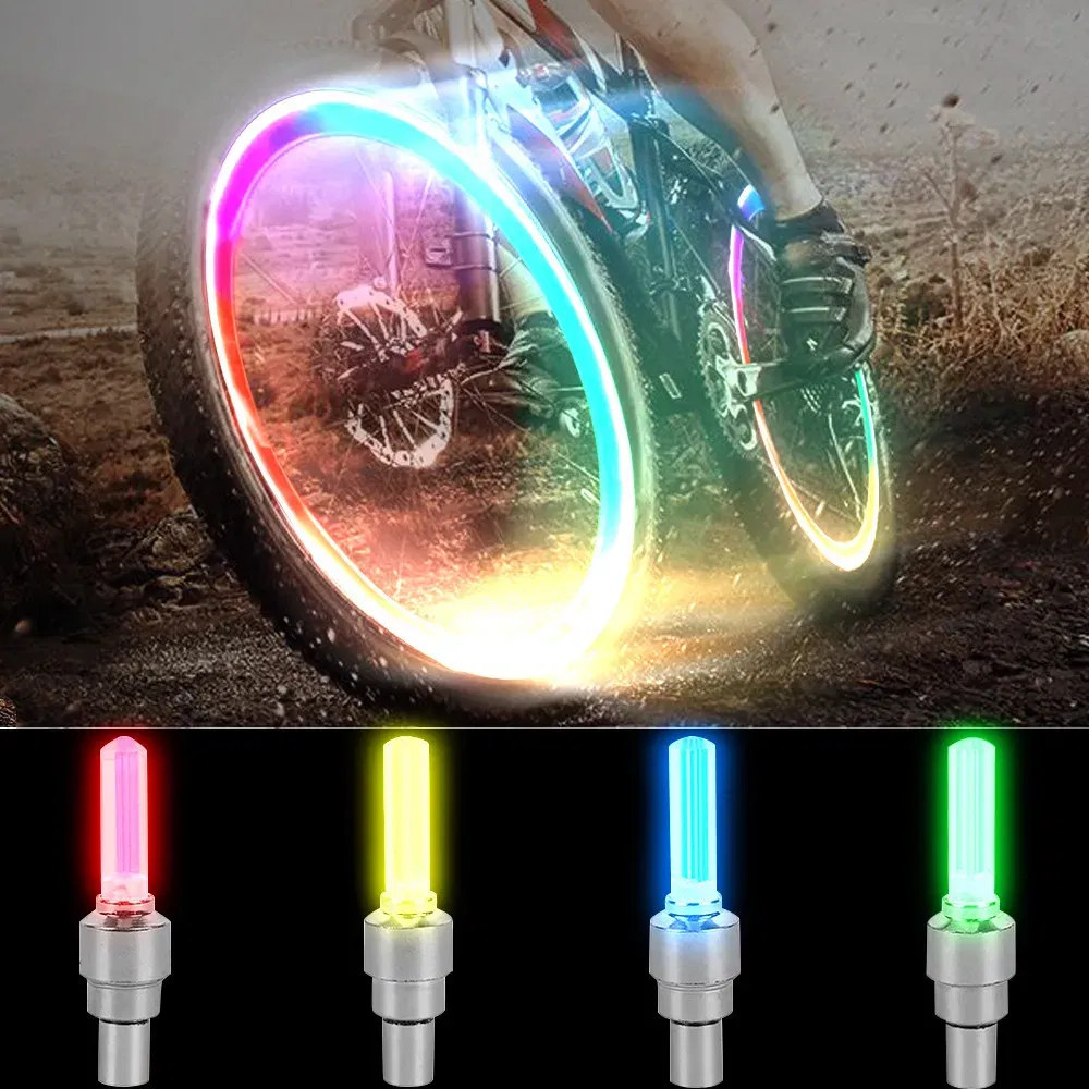 Color: WHITE, Ships From: CHINA - Bike Valve Caps Lamp Neon Spoke Light Bike Cool LED Flash For Road Bicycle MTB Motorcycle Car Tire Nozzle Cycling Accessories - Image 2