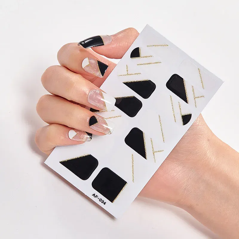 Color: Dark Grey - Nails Art Decoration Sticker For Nails Foil Nail Art Stickers 2020 Designed Manicure Nail Decoration Self Adhesive Nail Sticker