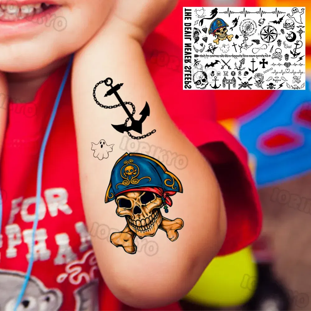 Color: black - Tribal Scorpion Temporary Tattoos For Kids Women Men Adult Face Fake Black Star Tattoo Sticker Body Art Poker Small Tatoos Arm - Image 3