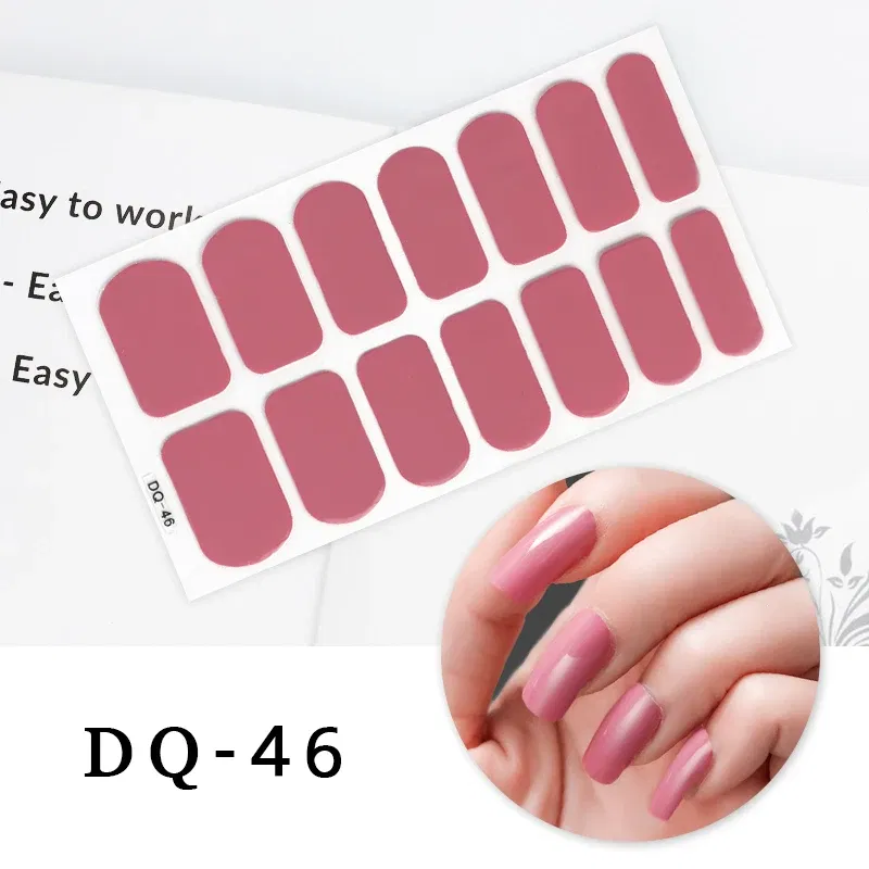 Color: mauve - Drop Ship Colorful Nail Stickers Full Cover Nail Art Decor Stickers for Nails Self Adhesive Stickers for Women Manicure Gift