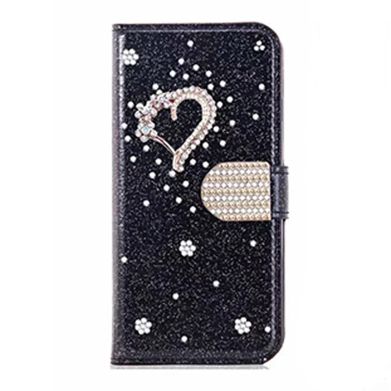 Color: black, Material: Other - Glitter Wallet Leather Case For Samsung Galaxy S25 FE S24 Ultra S23 Plus S22 S21 A35 A36 A56 A55 A13 A14 A15 A16 A26 A34 A33 A54