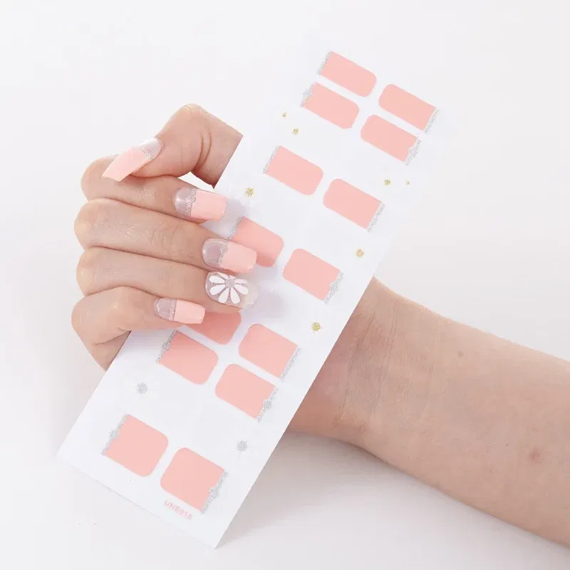 Color: Black Gray - 22 Tips/Sheet Solid Color And Striped Manicure Designer Nail Decals Nailart Sticker Full Beauty Nail Tape Manicure Self Adhesive