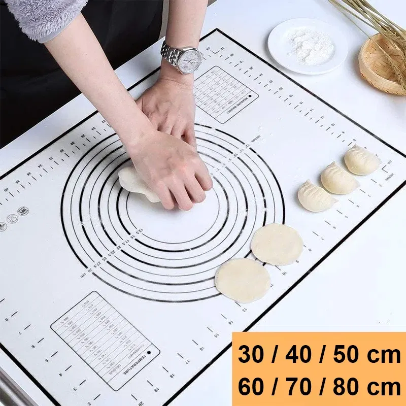 Color: VIOLET/?«?—?…°, Size: L - Large Size Silicone Kneading Pad Non-Stick Surface Rolling Dough Mat With Scale Kitchen Cooking Pastry Sheet Oven Liner Bakeware